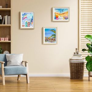 Wooden Childrens Art Flip <b>Photo</b> <b>Frame</b> Rectangular Vertical Wall Display Durable Digital Printing Full Color Living Room Bedroom - Product Image 2
