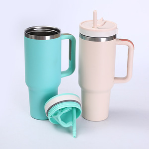 Gobelet isotherme de haute qualité, grande capacité 40oz, pour voiture, avec paille, poignée portable, pour extérieur et voyage, maintien au chaud 6-12 heures - Product Image 3