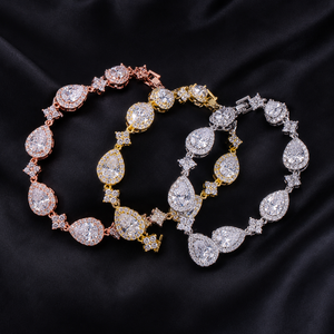 Bijoux pour femmes plaqués or 18 carats couleur argent, forme goutte d'eau, taille poire, zircon glacé éblouissant, cadeau pour fiançailles, mariage, fête - Product Image 6