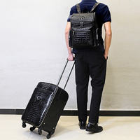 Ensemble de bagages de voyage de luxe vintage de haute qualité, 2 pièces, en cuir de crocodile