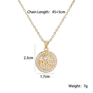 2025 meilleur vendeur Temu pour Amazon 18K plaqué or laiton MAMA pendentif collier Style à la mode Zircon pierre principale pour papa maman <span class=keywords><strong>Gif</strong></span> - Product Image 5