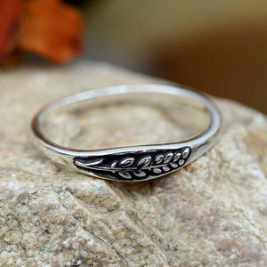 T0184 Anello Placcato Argento 925 con Motivo Vegetale, Stile Rustico, Regalo Unisex, Anelli alla Moda - Product Image 3
