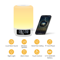 Actieve draagbare draadloze speaker wekker bedlamp met RGB LED verlichting voor buitengebruik & MP3-speler (plastic)