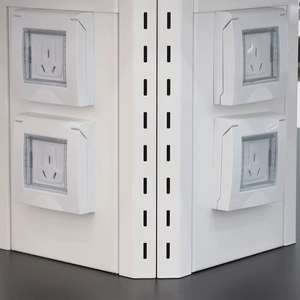 Laborinseltisch aus Stahl mit Spülbecken und Schrank, Säurebeständige Epoxidharz-Arbeitsplatte für Chemielabore - Product Image 4