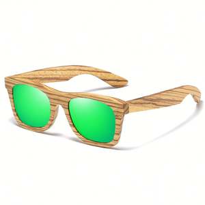 Lunettes de soleil carrées en bois polarisées Zebra avec charnières à ressort métalliques, personnalisables avec logo, vente en gros, pour hommes et femmes - Product Image 5