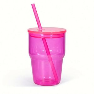 แก้วน้ำพกพาแบบซ้อนกันได้ สีชมพูไล่เฉด พร้อมฝาปิดและหลอดดูด เหมาะสำหรับสมูทตี้และน้ำผลไม้ - Product Image 5