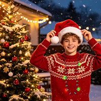 Collier LED en forme de cloche pour décorations de Noël en gros, pack de vente au détail, 3 modes, bijoux promotionnels saisonniers, cadeaux de fin d'année