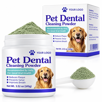 Poudre Nettoyante Dentaire pour Chiens et Chats, Probiotique aux Algues, Haleine Fraîche, Hygiène Buccale, Anti-Plaque et Anti-Tartre, Support OEM ODM