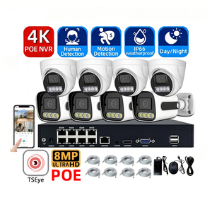 ระบบกล้องวงจรปิด TSEye 8CH 8MP 4K POE NVR พร้อมกล้องโดมตรวจจับความเคลื่อนไหวในเวลากลางคืน กล้องรักษาความปลอดภัยแบบกระบอก IP66 - Product Image 1