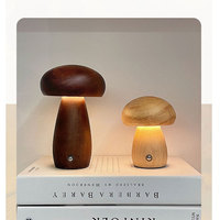 Lampe de chevet créative en bois à LED, lampe de table en forme de champignon rechargeable par USB, décoration de chambre à coucher