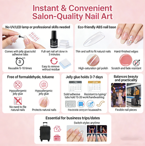 <span class=keywords><strong>Uñas</strong></span> Acrílicas Postizas al por Mayor, Punta Francesa, Largas, Cobertura Completa, Reutilizables, <span class=keywords><strong>Kit</strong></span> <span class=keywords><strong>de</strong></span> 10 <span class=keywords><strong>Uñas</strong></span> Acrílicas para Mujer - Product Image 6