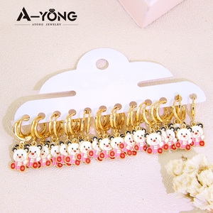 Factory Prices Cute Bear Unicorn Drop Earrings Fashion 18k Gold Plated Hypoallergenic Kids Earrings for <b>Gift</b> - Product Image 5