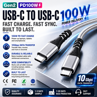 LUNG KAY Kabel USB 3.2 Gen 2x2 20Gbps 100W PD Pengisian Cepat dengan Chip E-Marker Dukungan Video 4K 60Hz untuk Enclosure SSD MacBook