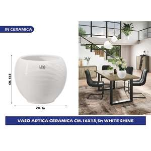 Vase en céramique blanc arctique brillant 16x13,5h, vase en céramique et porcelaine blanc éblouissant - Product Image 1