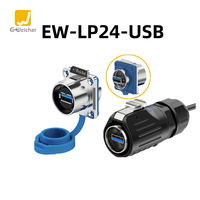 Conector USB Macho-Hembra E-Weichat LP24 USB3.0 IP67 Resistente al Agua con Función de Carga y Transferencia de Datos, Negro