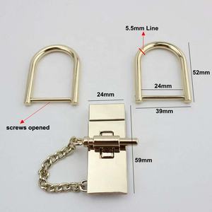 Nolvo World bag lock set,gold light gold lock 120cm chain crossbody bag Big screw D rings set per Hardware in vera pelle - Product Image 2