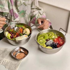 Bol à nouilles instantanées en acier inoxydable 2,1L-4L avec deux poignées, compatible lave-vaisselle, pour usage domestique - Product Image 4