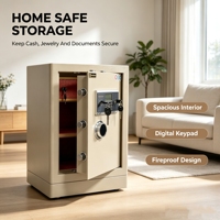 Coffre-fort ignifuge JYB avec clavier numérique électronique et double serrure à clé, armoire de sécurité en acier pour la maison, le bureau, l'argent liquide et les bijoux