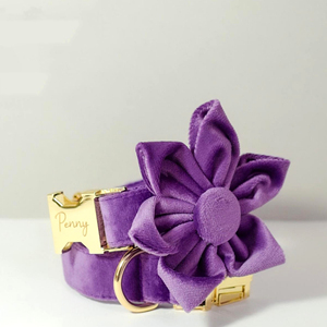 Collares personalizados Collar Rosa Perro rojo Collar de Mascota de flor púrpura personalizado para vestido de novia de niña - Product Image 1