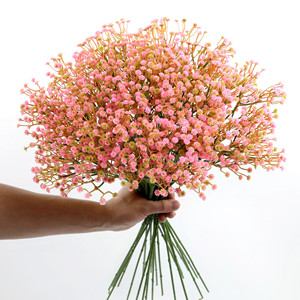 Fleurs artificielles de gypsophile 58 pouces pour bouquet de mariage, fleurs en soie pour décoration intérieure - Product Image 1