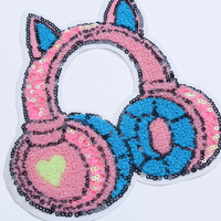 Patchs thermocollants en feutre chenille à paillettes style Y2K, oreilles de chat flexibles et nuage arc-en-ciel, pour chapeaux, sacs, parfait pour la décoration de vêtements DIY féminins