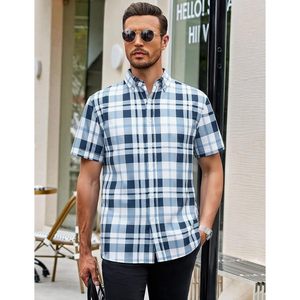 Custom Mens Plaid Button <b>Down</b> Shirt 4-Way Stretch Casual Wear - Product Image 2