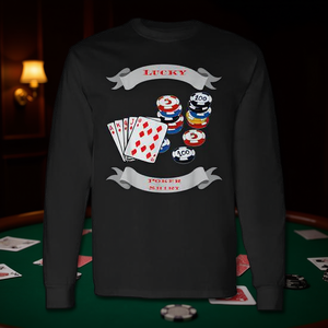 Maglietta a Maniche Lunghe Lucky Poker, Girocollo Unisex per Adulti, Abbigliamento Promozionale Prodotto in Cina A26487 - Product Image 2