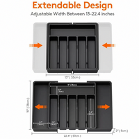 Organizador de Cubiertos Ajustable de Plástico Plateado, Bandeja Expandible para Utensilios de Cocina, Soporte de Almacenamiento de Cubiertos y Cuchillos sin BPA