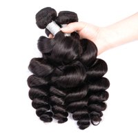 Mèches brésiliennes ondulées à Double trame — ali queen, cheveux vierges naturels et bruts sans traitement, tissage en lot