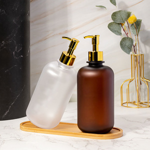 Luxury 600ml <strong>white</strong> black Round Empty Conditioner Shower Gel Plastic Packaging Gold PET Shampoo Pump Bottle - Product Image 4