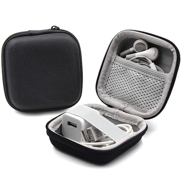 Factory Manufacturer Custom Shockproof Water-resistant Portable Hard EVA Earphone Case with Mesh Pocket