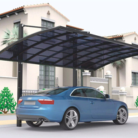 Kits de Carport de Aluminio Tipo Cantilever, Diseño Independiente con Soporte Resistente para Villas Modernas y Patios Exteriores