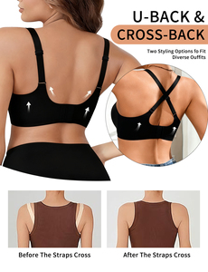 <span class=keywords><strong>Sujetador</strong></span> sin costuras para mujer, inalámbrico, con realce <span class=keywords><strong>profundo</strong></span> en V, bralette transpirable con tiras de gel, soporte en U, espalda cruzada, <span class=keywords><strong>sujetador</strong></span> cómodo - Product Image 6