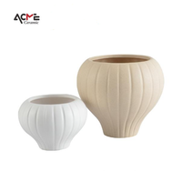 Pot bunga Matte keramik dalam ruangan Modern tahan lama, Pot Bonsai putih kerajinan silinder Pot tanaman mode kontemporer