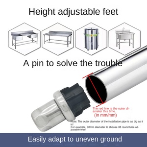 Pieds de niveau réglables en acier inoxydable à demi-balle Coussin de <span class=keywords><strong>pied</strong></span> en métal industriel pour meubles armoires de cuisine tables chaises de salle à manger - Product Image 3