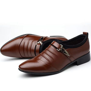 New British Casual Luxury Handcrafted Men's Oxford Leather <b>Waterproof</b> Evergreen Formal <b>Slip</b>-<b>On</b> <b>Shoes</b> Wedding Office Professional - Product Image 1