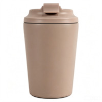 Mug à café en plastique à double paroi sous vide de 12 oz avec couvercle rabattable scellé, portable pour la voiture et le bureau, design classique pour la rentrée scolaire