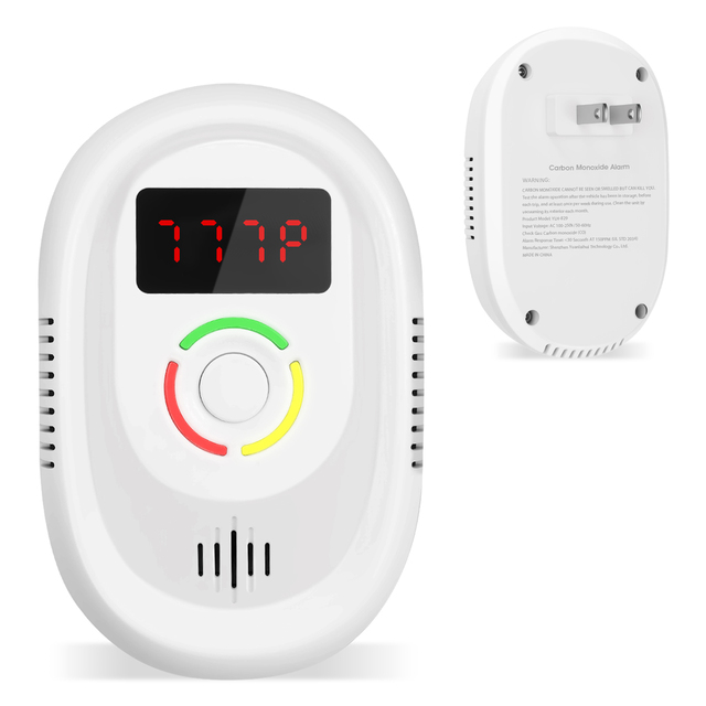 Home Safety Stationary Wall-Mounted CO Alarm Gas Leak Detector with Sound & Light Alarm for Residential Security