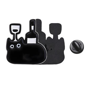 귀여운 고양이 하드 에나멜 핀 맞춤 디자인 금속 공예품 아연 합금 종이 카드 염색 블랙 배지 라펠 핀 - Product Image 3