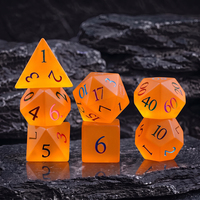 Ensemble de dés polyédriques en verre cristal K9 orange, faits à la main, 7 pièces/ensemble, D6 D20 D12 D10 pour les jeux de table Dungeons & Dragons