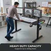 Bureau électrique réglable AOR, construction en acier inoxydable, design moderne, extensible, pour le bureau, les jeux, l'utilisation d'ordinateurs, protection contre la surchauffe