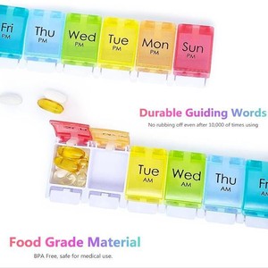 Boîte de rangement hebdomadaire pour pilules, 21 compartiments, couvercle portable codé par couleur avec séparateurs pour une utilisation quotidienne - Product Image 2
