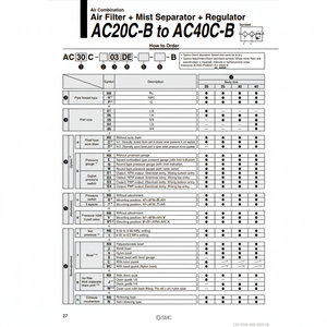 การรวมกันของลม AC20C-02E1-B ชิ้นส่วนนิวเมติก SMC - Product Image 1