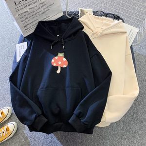 เสื้อฮู้ดดี้ลายกบเห็ดน่ารักสำหรับผู้หญิง แบรนด์ FOXA ผ้าฝ้ายเนื้อนุ่ม สไตล์คอทเทจคอร์ มีกระเป๋า ผ้าถักระบายอากาศได้ดี - Product Image 3