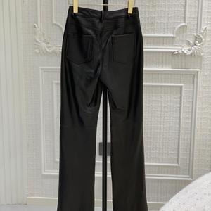 Pantalon en <span class=keywords><strong>cuir</strong></span> véritable pour femme, style mode, taille haute, motif litchi, en <span class=keywords><strong>cuir</strong></span> d'agneau véritable, doux - Product Image 3