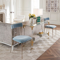 Meubles de salon modernes, table console double couche de luxe en acier inoxydable doré, acrylique transparent, solide et durable