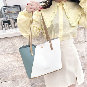 New Trendy Crocodile Material Women's <b>Tote</b> <b>Bag</b> PU Contrast Color Three Handle Stylish Shoulder <b>Bag</b> Daily Use Anti-Theft Portable - Product Image 5