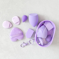 Lot d'éponges de maquillage rose vif avec pochette, houppettes en velours pour fond de teint, éponges cosmétiques en forme d'œuf pour le mélange, outils de maquillage de voyage