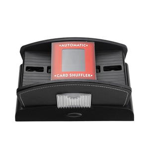 Mélangeur de cartes électrique en cuir PU noir 2 jeux pour mélanger les cartes Machine à mélanger automatiquement les cartes à jouer pour les jeux de casino - Product Image 1