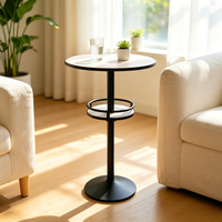 Tavolo da Bar Rotondo con Ripiano Integrato e Colonna di Supporto, Design Moderno per Ristoranti, Bar e Caffè